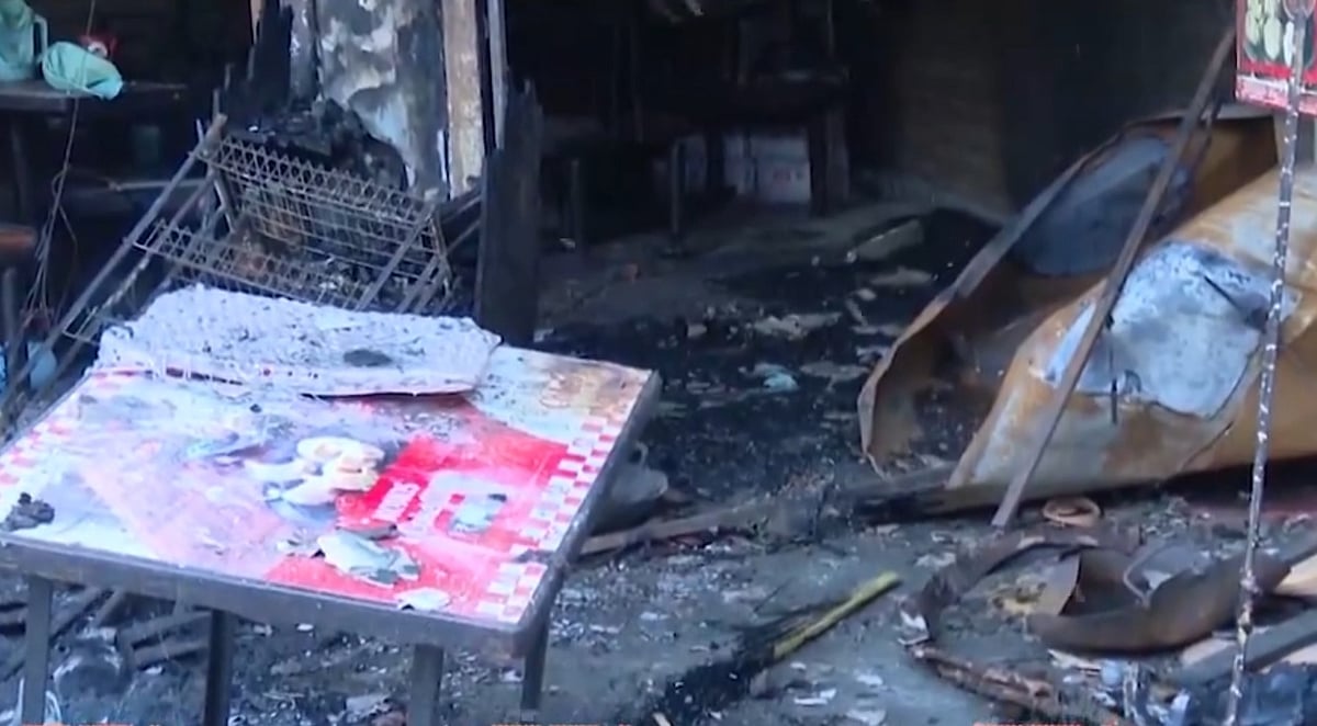 PTI : fire at INA market